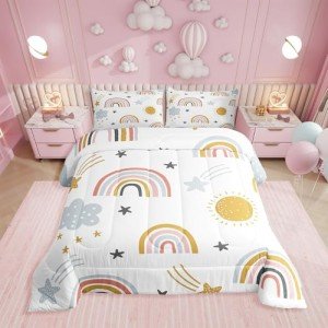 Erosebridal Rainbow Comforter Set for Kids