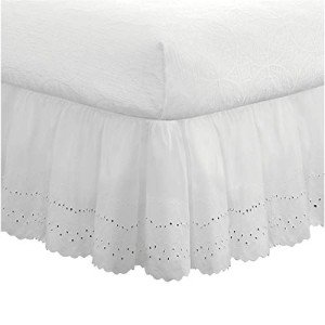 Ruffled Eyelet Bed Skirt with Embroidered Details