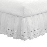 Ruffled Eyelet Bed Skirt with Embroidered Details
