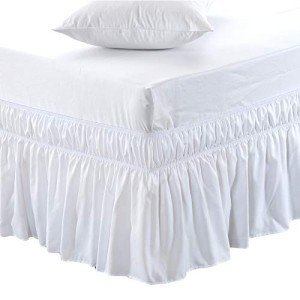 MEILA White Ruffled Bed Skirt for Queen/King
