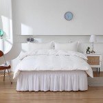 MEILA White Ruffled Bed Skirt for Queen/King