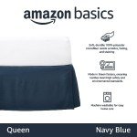 Navy Blue Lightweight Pleated Bed Skirt, Queen