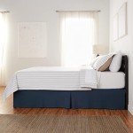 Navy Blue Lightweight Pleated Bed Skirt, Queen