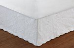 Queen White Paisley Quilted Bed Skirt