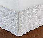 Queen White Paisley Quilted Bed Skirt