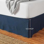 Navy Blue Lightweight Pleated Bed Skirt, Queen