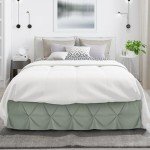 Sage Green Queen Bed Skirt with Pinch Pleats