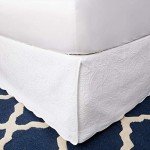 Queen White Paisley Quilted Bed Skirt