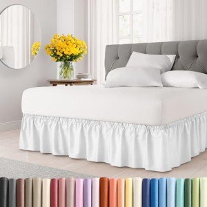 White Wrap Around Bed Skirt for Queen Beds
