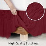 Burgundy Queen Bed Ruffle with Adjustable Elastic