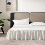 Ivory Ruffled Queen Bed Skirt with Split Corners