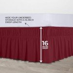 Burgundy Queen Bed Ruffle with Adjustable Elastic