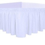 Adjustable Ruffled Bed Skirt with Elastic Belt - White