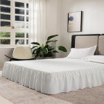 Ivory Ruffled Queen Bed Skirt with Split Corners
