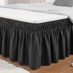 Black Queen Size Wrap Around Bed Skirt, 14-Inch Drop