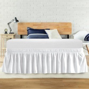 Twin Elastic Bed Skirt with 14" Drop - White