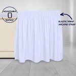 Adjustable Ruffled Bed Skirt with Elastic Belt - White