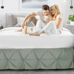 Sage Green Queen Bed Skirt with Pinch Pleats