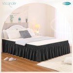 Black Queen Size Wrap Around Bed Skirt, 14-Inch Drop