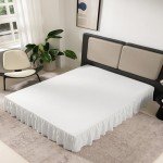 Ivory Ruffled Queen Bed Skirt with Split Corners