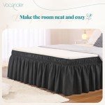 Black Queen Size Wrap Around Bed Skirt, 14-Inch Drop