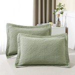 Sage Green Floral Cotton Pillow Sham Set