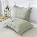 Sage Green Floral Cotton Pillow Sham Set