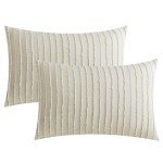 Light Khaki Boho Striped Pillowcase Set - 2 Pack