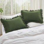 Olive Green Ruffle Pillow Cases Set of 2