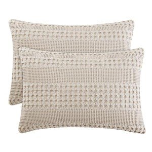 Soft Cotton Waffle Pillow Shams - 2 Pack Oatmeal