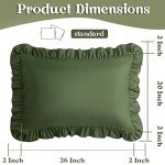 Olive Green Ruffle Pillow Cases Set of 2