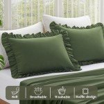 Olive Green Ruffle Pillow Cases Set of 2
