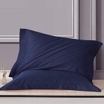 Cozy Navy Blue Microfiber Pillow Shams Set of 2