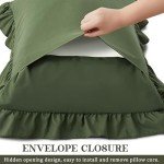 Olive Green Ruffle Pillow Cases Set of 2