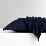 Cozy Navy Blue Microfiber Pillow Shams Set of 2