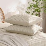 Light Khaki Boho Striped Pillowcase Set - 2 Pack