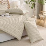 Light Khaki Boho Striped Pillowcase Set - 2 Pack
