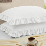 Soft Ruffled White Pillow Cases Set of 2