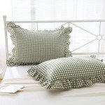 Sage Green Plaid Ruffle Pillow Shams Set of 2