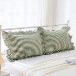 Sage Green Plaid Ruffle Pillow Shams Set of 2