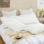 Soft Ruffled White Pillow Cases Set of 2