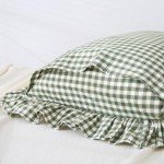 Sage Green Plaid Ruffle Pillow Shams Set of 2
