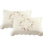 Elegant Floral Quilted Pillow Shams Set - Queen