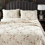 Elegant Floral Quilted Pillow Shams Set - Queen