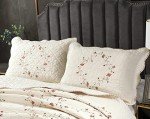 Elegant Floral Quilted Pillow Shams Set - Queen