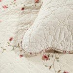 Elegant Floral Quilted Pillow Shams Set - Queen