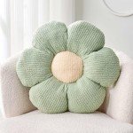 Cute Sage Green Flower Shaped Floor Pillow