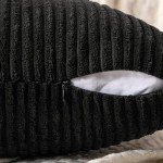 MIULEE Black Corduroy Decorative Pillow Covers - Set of 2