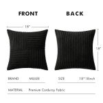 MIULEE Black Corduroy Decorative Pillow Covers - Set of 2