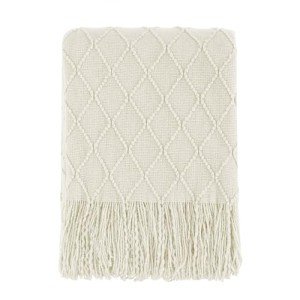 Beige Textured Knit Throw Blanket 50x60 Inches